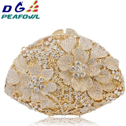 Lady Multi Hollow Out Crystal Diamond Women Flower Evening Clutch Minaudiere Bag Bridal Wedding Bridal Handbag Purse