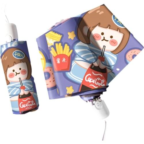 Mini Automatic Sun Umbrella Cute Teens Student Pocket Umbrellas Corporation UV Protection Womens Umbrella Art Beach Parasol2021