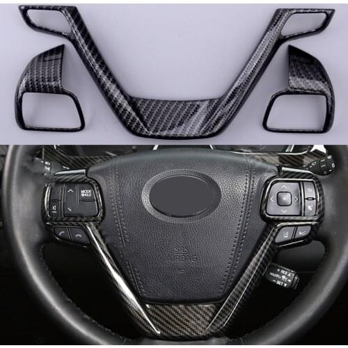 1Set Carbon Fiber Style Steering Wheel Frame Trim Fit For Toyota Highlander Kluger 2014 2015 2016 2017 2018 2019