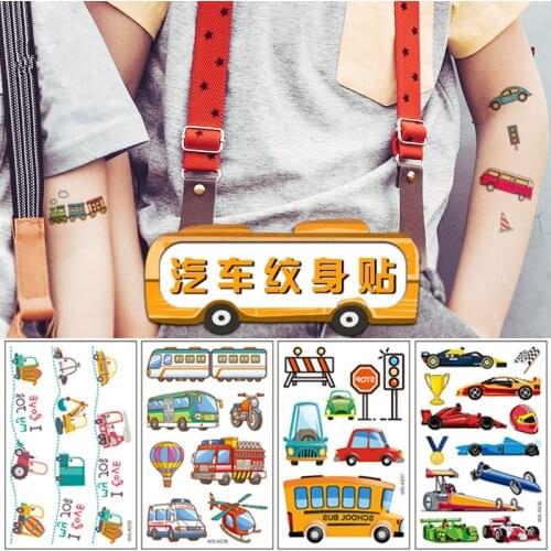 10pcs Vehicles Car Temporary Tattoo Fake Tattoo Stickers for Girls Boys Toys Party Favors Kids Birthday Party Decoration