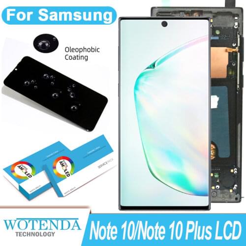 100% Original AMOLED Display + frame Note 10+ for SAMSUNG Galaxy Note 10 N970F Note 10 Plus N975 LCD Touch Screen Repair Part