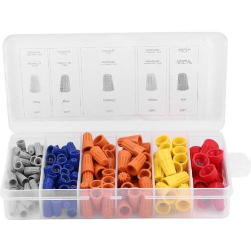 158pcs 5 different sizes Assorted Twist-On Wire Connectors Screw Terminals Spring Insert Wring Caps