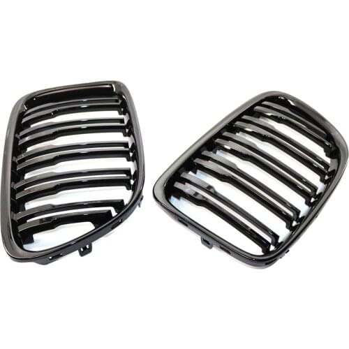 2x Car Front Grille Grill Compatible with BMW X1 E84 11-16 51112993305 51112993306 51117347669 51117347670 Double Line Vehicle
