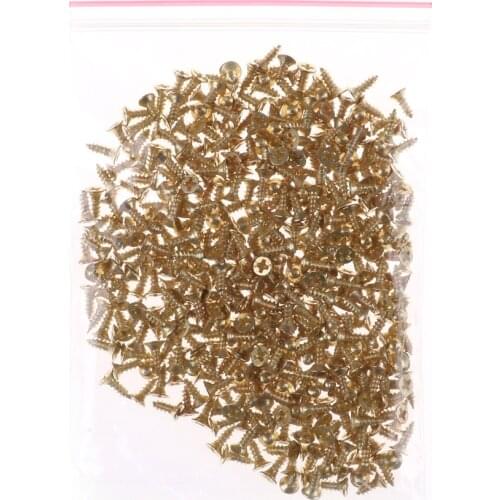 380pcs/pack 2*6mm Flat Self-tapping Screws Brass Material Golden Screws DIY Model Making Tools