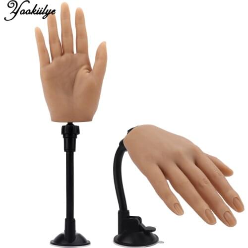 3D Silicone Hand Model For Nail Art Practice Adult Mannequin With Flexible Finger Adjustment Display Training Hand With Bracket