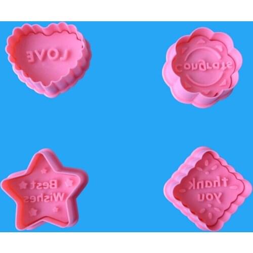 4Pcs/set blessing language series Spring Cookie Mold Cutters Biscuit Fondant Embossing Plunger Cookie Cake Decorating Tools