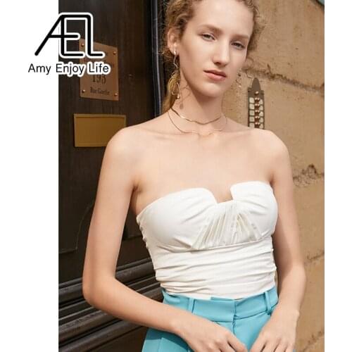 AEL Milky White Crop Top Women Sexy Sleeveless Boat Neck Sexy Slim Bra Tops Summer
