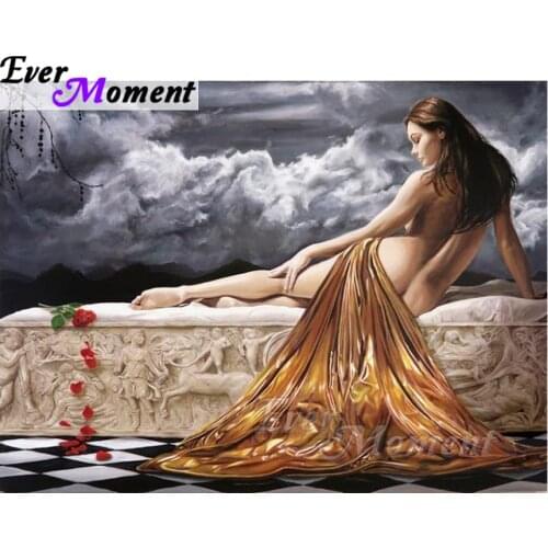 Ever Moment 5D DIY Diamond Embroidery Girl Diamond Mosaic Full Square Drills Rhinestone Artwork Home Decoration ASF1169