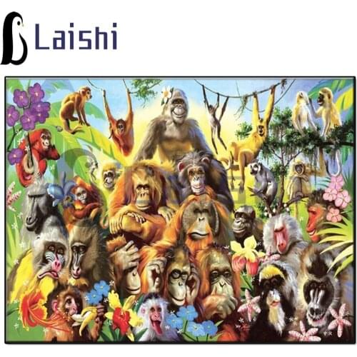 Diamond Painting Cartoon, gorilla, monkey animal park diamond rhinestone full square round diamond embroidery mosaic home decor