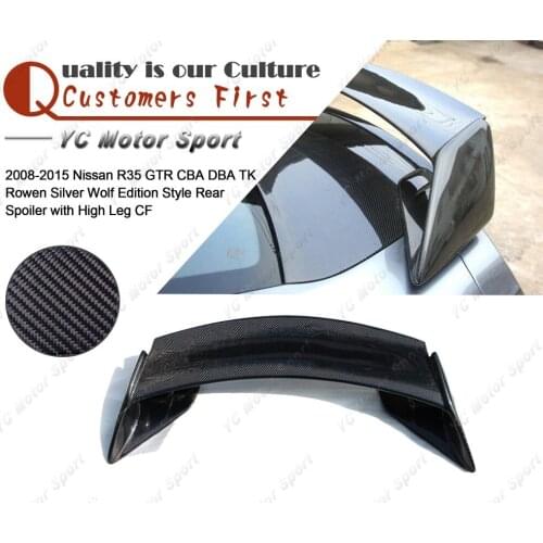 Car Accessories Carbon Fiber RW Silver Wolf Edition Style Rear Spoiler with High Leg Fit For 2008-2012 R35 GTR Trunk Wing