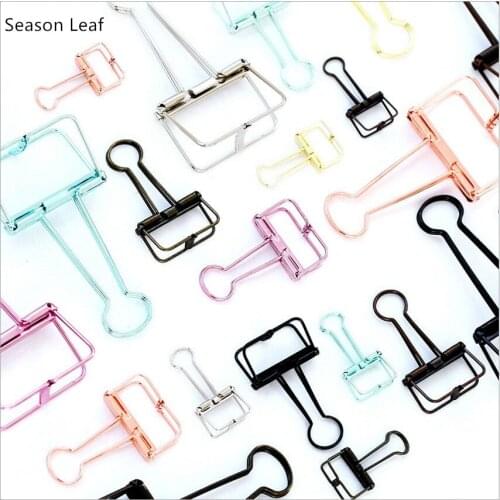 Basic Solid Color Hollow Out Metal Binder Clips Notes Letter Paper Clip Learning tool DIY bookmark Office Supplies Clip Holder