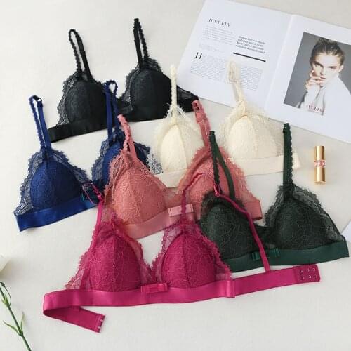 Seamless Underwear Deep V Girls Thin French Style Bralette Lace Wireless Triangle Cup Women Lingerie Soft Bra