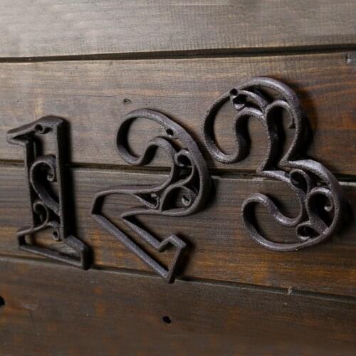 0-9 Cast Iron Digits Number Plate Hotel House Door Number Address Restaurant Villa Garden Number Plaque Home Wall Decor