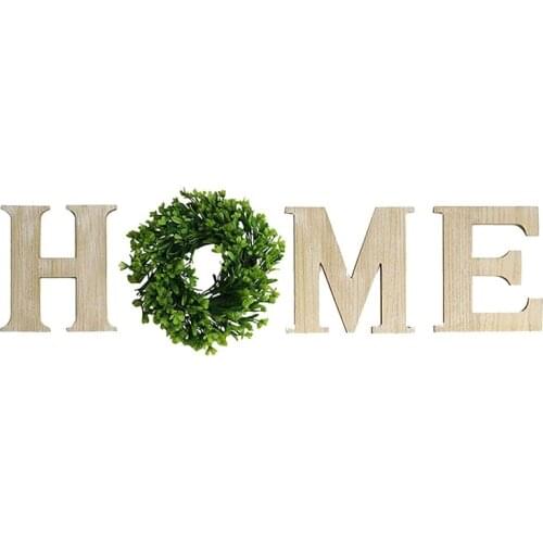 Wooden Home Sign with Artificial Eucalyptus Wreath,Home Letters for Wall Hanging Decor for Living Room