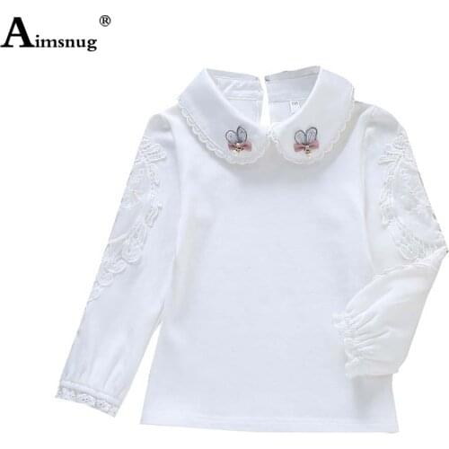 Baby Girls Sweet Princess T-shirt Children Patchwork Lace Flower Shirt Long sleeve Autumn Print Top Pullovers Kids Clothing 2021