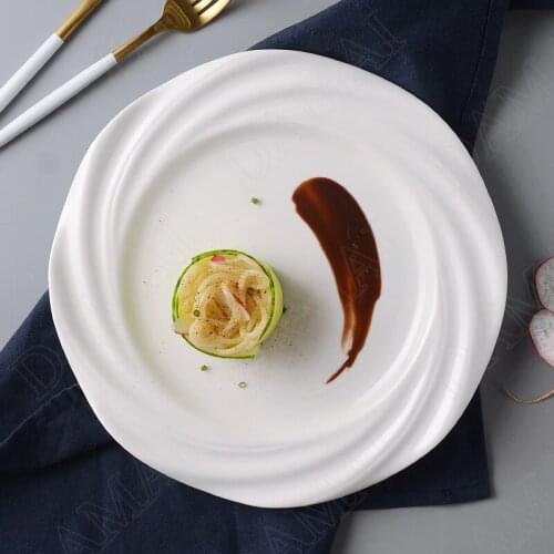 European Ceramic Plates White Decorative Fruit Tray Breakfast Cake Plate Restaurant Serving Trays Simplicity Kitchen Tableware