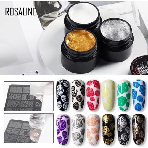 ROSALIND 5ml Stamping Gel Nail Polish Soak Off Semi Permanent Nail Primer UV Gel Varnish for Nail Art Templates Manicure