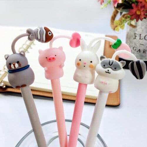 Piggy Gel Pen 0.5mm Stationery Cartoon Cute Pens Novelty Gel Pens Student Black Kawaii Pen Stationery Kawaii School Supplies