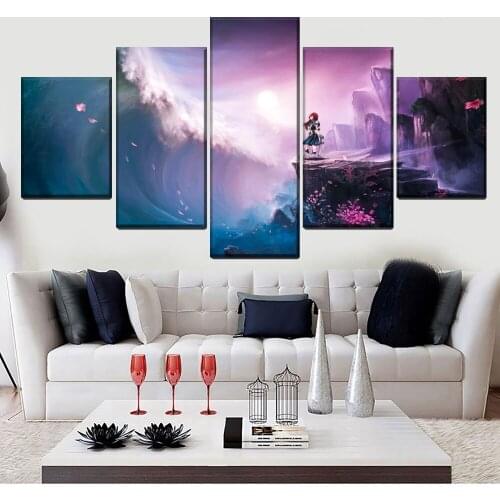 Canvas HD Prints Anime Erza Scarlet Picture Home Decor Bedroom 5 Piece Fairy Tail Painting Wall Art Poster Decorative Framework