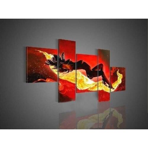 Pure hand-drawn MODERN ABSTRACT CANVAS ART OIL PAINTING WAVES 5PC(no Framed) 002
