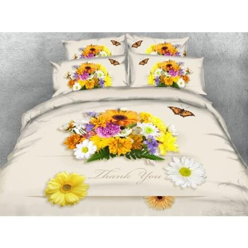 Daisy Bedding set 3D Flower Floral duvet cover bed sheet sheets bed in a bag linen quilt Luxury Super King queen size twin 4PCS