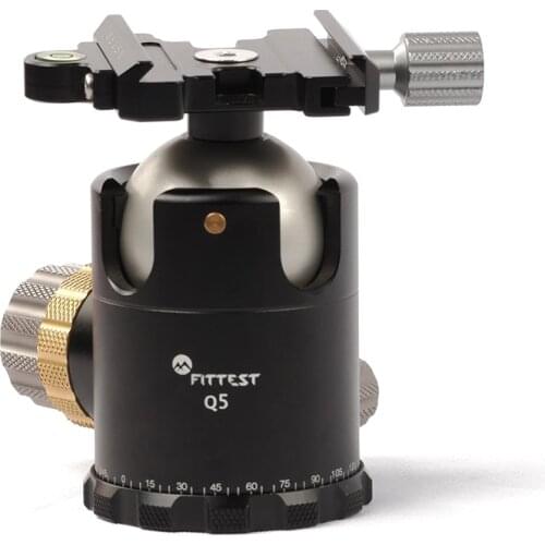 Fittest Q5 Ballhead Tripod Monopod Camera Bracket Mount Adapter Arca-Swiss Compatible Quick Release Clamp 44mm Ball Diameter