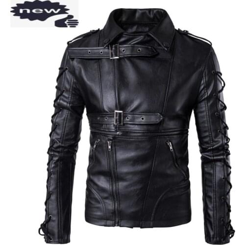 Personality Punk Lace Up Buckle Pu Leather Jacket Men Harajuku 2021 New Rock Stage Show Clothes Jaqueta Motoqueiro Coat M-5XL