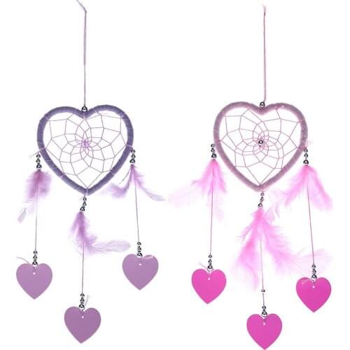 DIY Feathers Peach Heart Handicraft Dreamcatcher Handmade Dream Catcher Net
