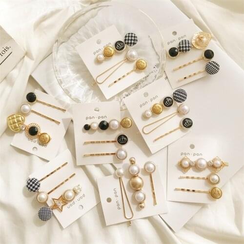 Ins Fashion 1Set Women Girls Cute Pearls Hair Clips Sweet Barrette Ornament Charm Hairpin Hair Accessories 2020 New Headwear