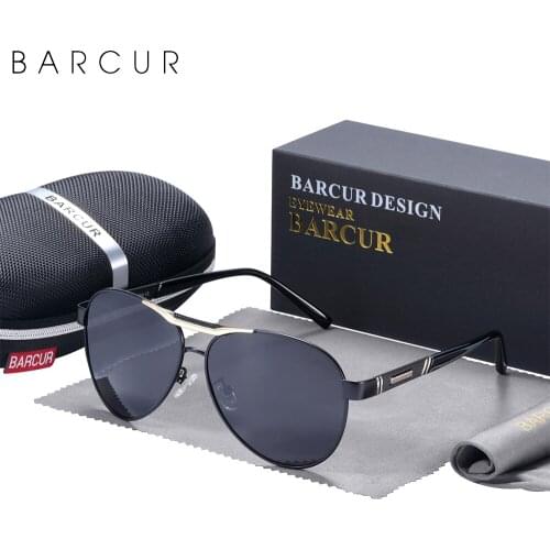 BARCUR Pilot Design Fashion Men Sunglasses Polarized Women Sun Glasses Ladies Sun Glasses UV400 Protection