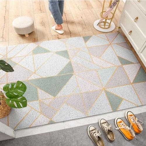 Indoor Small Carpet Kitchen Anti-Slip Home Bathroom Mats Minimalist Dust Rug Silk Loop Front Door Mat PVC Decoration DoorMats