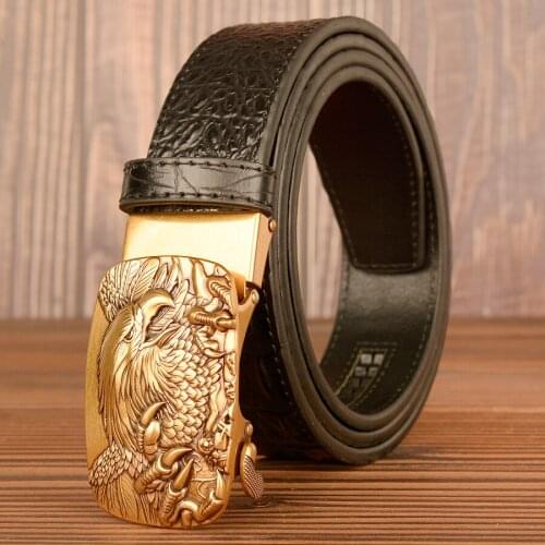 New arrivals Genuine Leather Crocodile Pattern Belts for men Eagle Automatic buckle Men Belt Luxury Designer Dress belts
