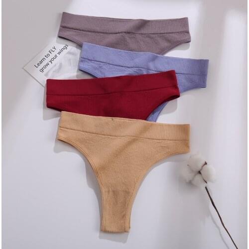 Solid Color S-XL Sexy Cotton Traceless Briefs Women Girl High Waisted Soft Pantys Seamless Popular Thread Underwear Female