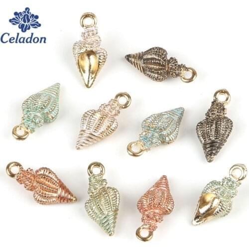 New Arrival 30pcs 20mm Zinc Alloy Conch Shell Drop Oil Charms Enamel Pendant for Handmade DIY Earring Necklace Jewelry Making