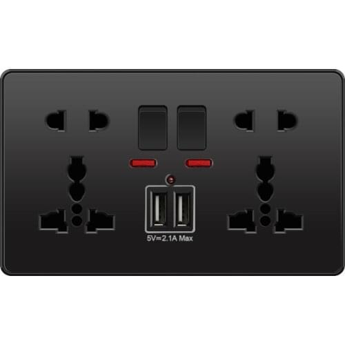Depoguye Black 13A UK USB Socket, Universal Eu Power Socket with Usb , electrical socket accessories AC110V *250V phone socket