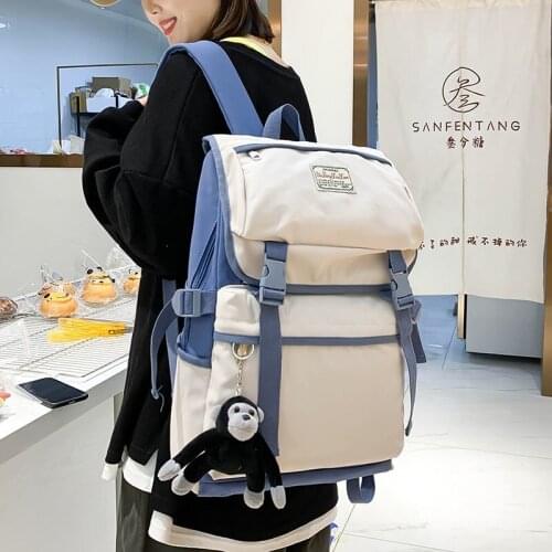 Trendy Design Youth Nylon Backpack 2021 Fashion Woman Waterproof Campus School Bag Solid Color Soft Zipper Laptop Backpacks Sac
