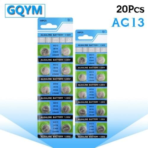 20 Pieces AG13 LR44 357A S76E G13 Button Battery 1.55V Alkaline Battery Coin Battery