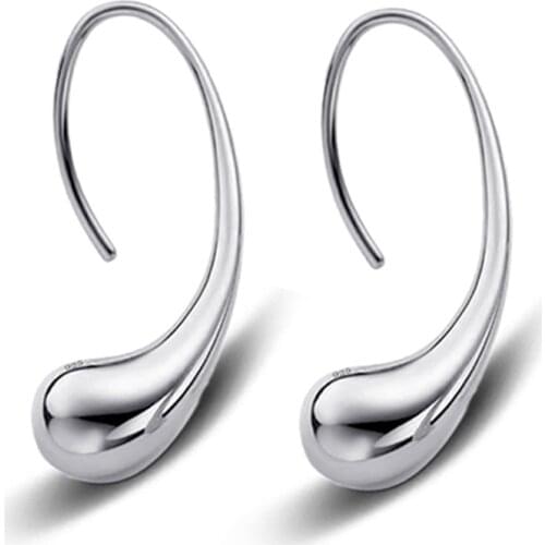 SRCOI Gold Silver Color Waterdrop Hook Earrings Minimalist Small Raindrop Nickel Free Drop Earrings For Women Classic Jewelry
