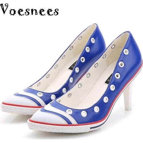 Shoes Woman Autumn New European and American Fashion Female Single Shoes 2021 Rrivet High 8cm With Fine Shallow Mouth Shoes Pump
