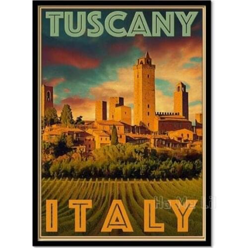 Vintage Travel Poster Tuscany Italy Retro Style Wall Decor Art Print