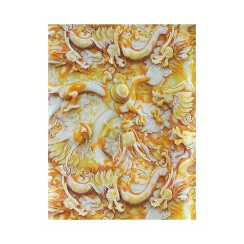 Vintage lucky dragon pattern wallpaper classical pvc glass membrane screen embossed