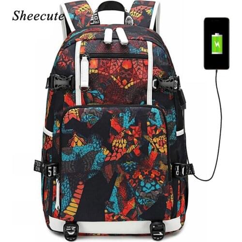 School Bags for Boys Backpack Fashion USB Charging Backpack Middle School Student Bag Printing Travel Backpack Kids Girls Bags