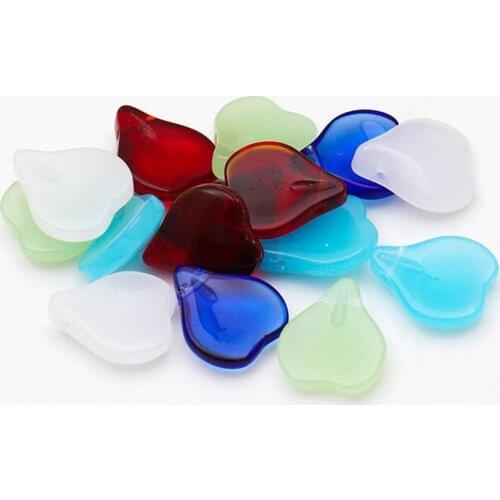 10pcs 14x12mm 5Colors Peach Heart Cherry Blossom Petals Glass Beads Pendant for DIY Craft Earrings Jewelry Making Czech Glass