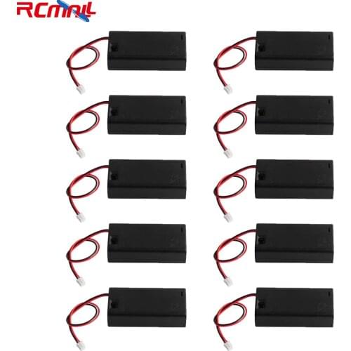 10Pcs Black Battery Holder Storage Case Box with PH2.0 terminal for 2PCS AA Battery with ON OFF Switch(Battery not includes)