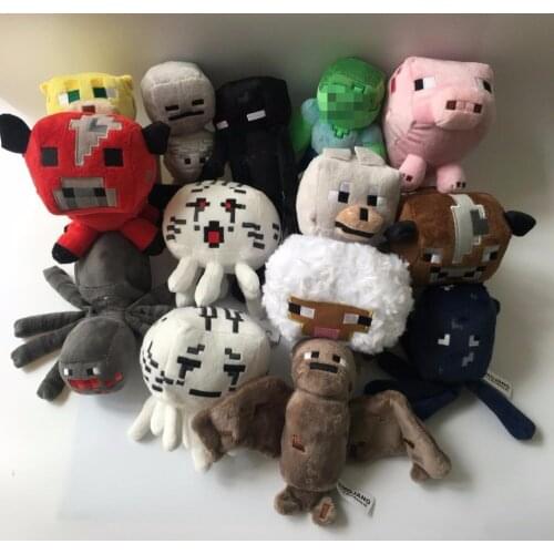 14Pcs/Set mincrafte steve Stuffed Plush Toy Doll Zombie Bat Squid Mooshroom Enderman creeper Ocelot Pig Sheep Children Gift Toys