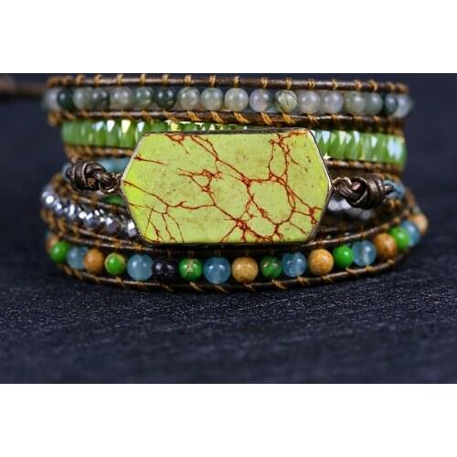 2021 high quality Natural Stones Charm 5 Strands Wrap Bracelets Handmade boho friendship yoga jewelry drop shipping