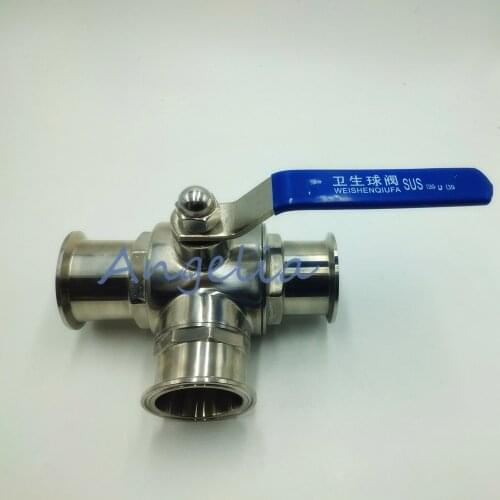 3" Stainless Steel 316 Three way Clamp Connection L Type Sanitary Ball valve