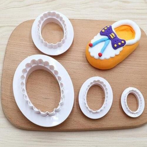 4pcs/set Oval Cookies Cutter Pastry Tool Plastic Fondant Cake Mold Decorating G6DB
