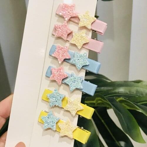 6pcs/Set Girls Cute Star Hairpins Children Sweet Hair Clips Barrette Hair Ornament Fashion Women Hair Accessories