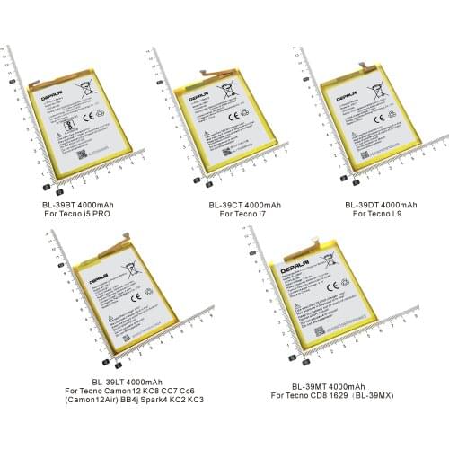 BL-39BT BL-39CT BL-39DT BL-39LT BL-39MT Battery For Tecno i5 PRO i7 L9 Camon12 KC8 CC7 CC6 BB4j Spark4 KC2 KC3 CD8 1629 BL-39MX